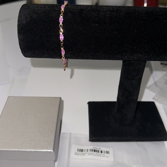Pink Sapphire Bracelet and White Zircon Gemstones. Size 7.25” Long. Elegant. - Picture 2 of 4